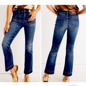 Madewell Cali Demi-Boot Jean Womens 27 Patch Pocket Blue Denim Stretch Distress